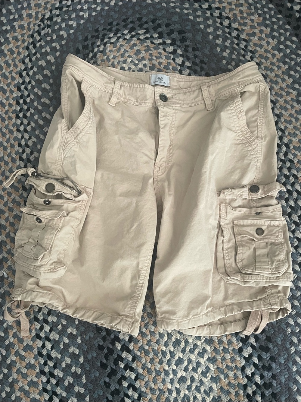 Khaki Cargo Shorts with Multiple Pockets